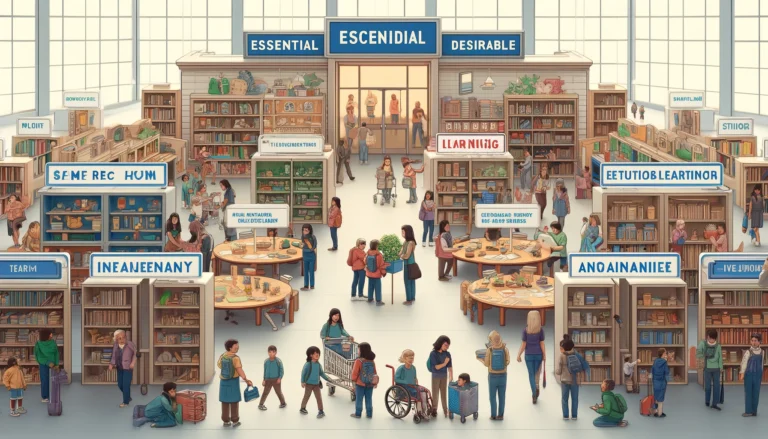 DALL·E-2024-05-27-09.46.36-A-large-school-representing-an-inclusive-education-system.-Inside-there-are-various-sections-with-learning-materials-labeled-and-categorized.-Signs-i